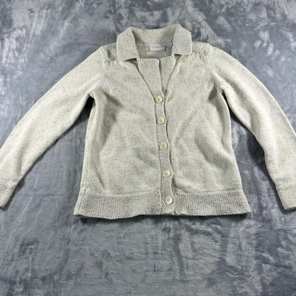 Cream and tan with some lavender stitching button down cardigan